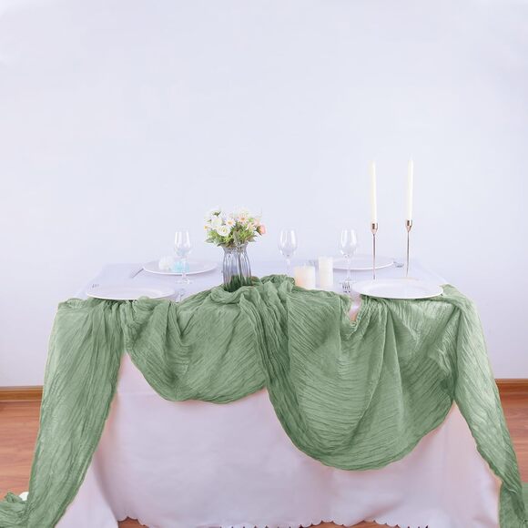 4 Pack Sage Green Cheesecloth Table Runner 120" Boho Gauze Rustic Wedding Decor - Picture 2 of 10